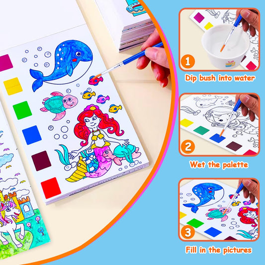 JUNQIU US watercolor palette and brushes included for easy on-the-go painting