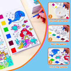 JUNQIU US watercolor palette and brushes included for easy on-the-go painting