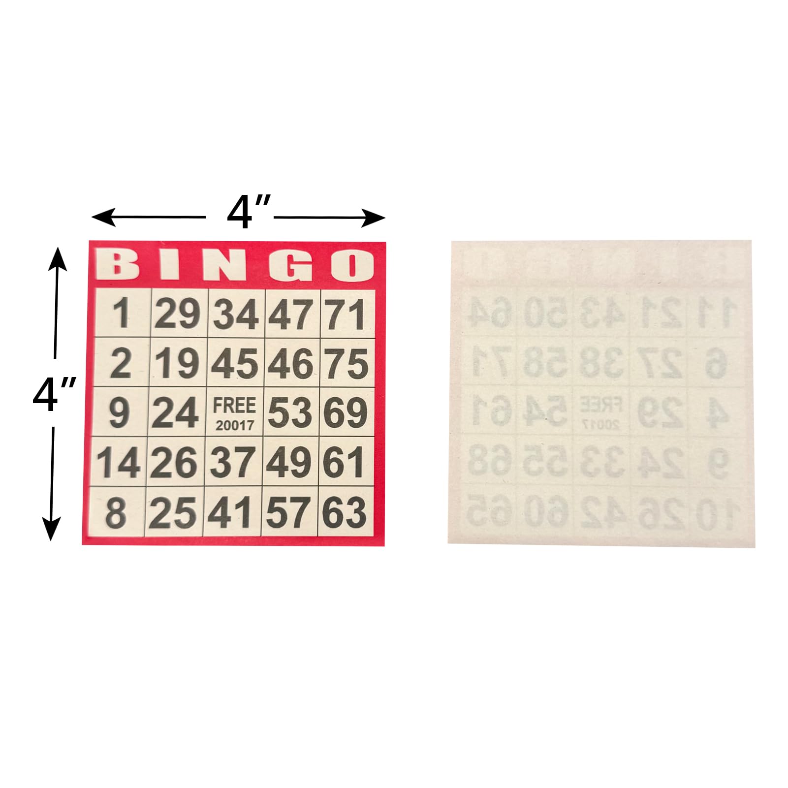 JUNWRROW bingo cards measure 4x4 inches for compact play.