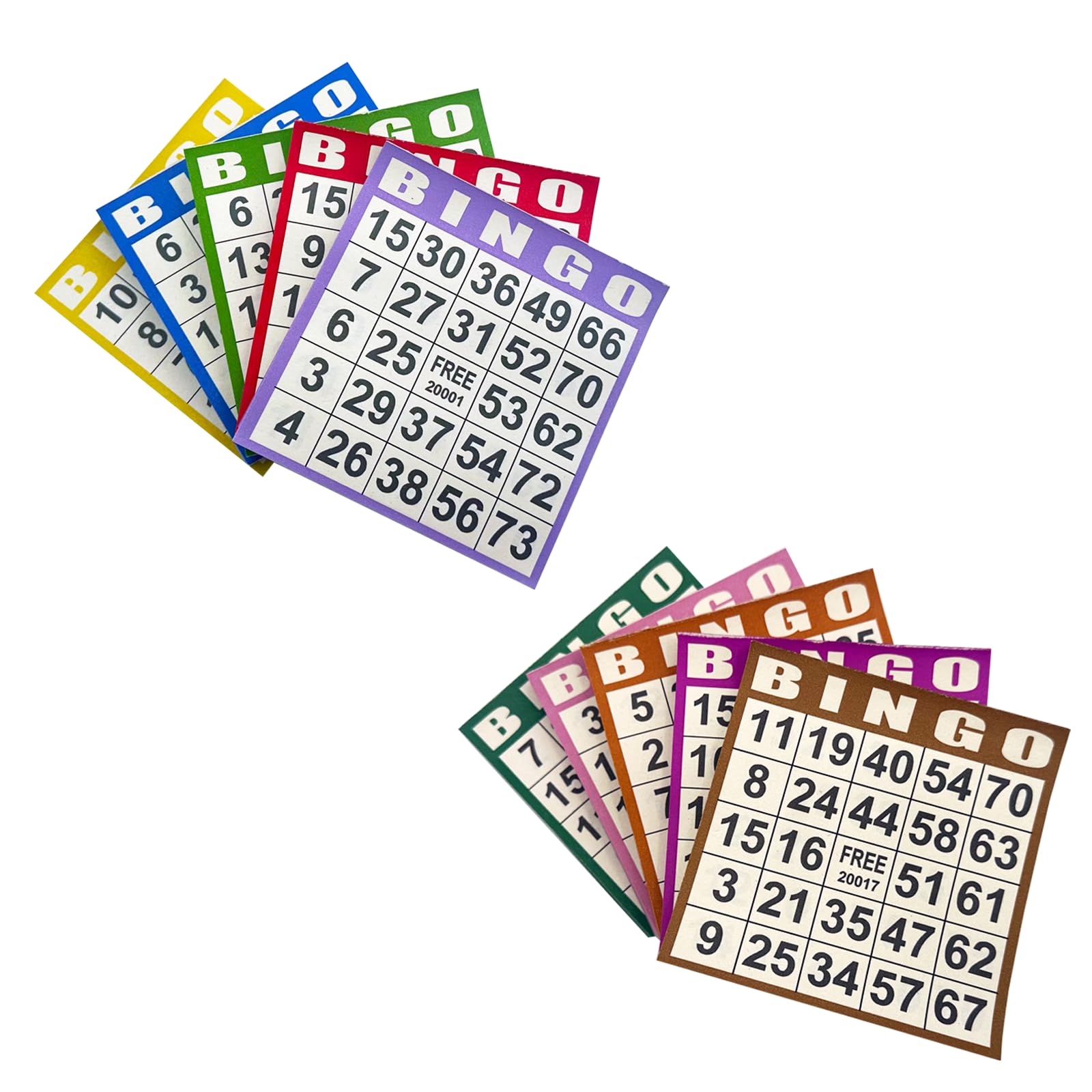 JUNWRROW bingo cards show ten colors for organized sessions.