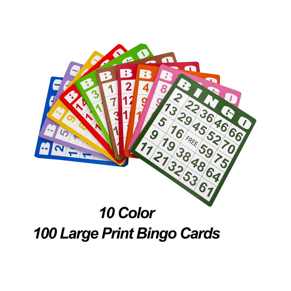 JUNWRROW 100 reusable bingo cards support repeated game nights.