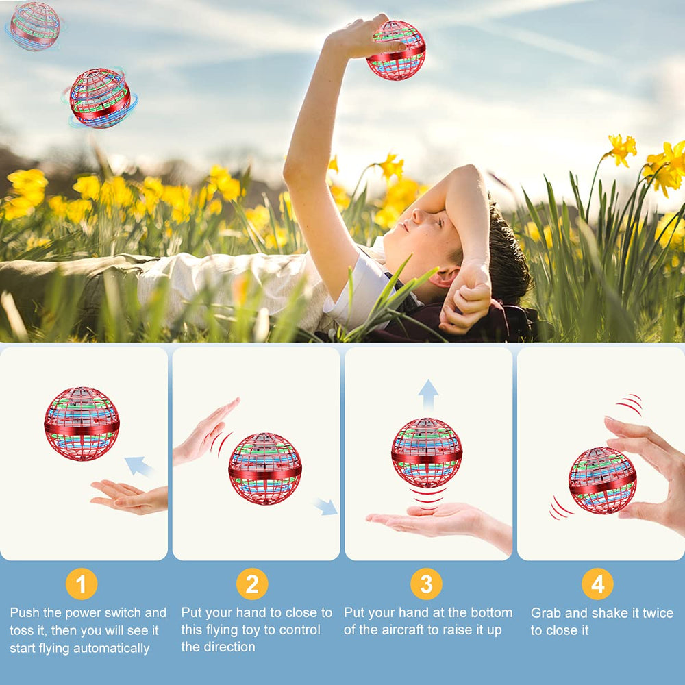 Junywell hand-control gesture guiding the flying orb in the air.