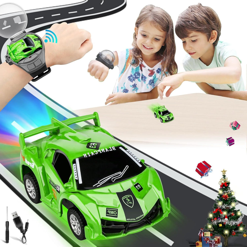 Junywell mini-watch RC car remote in action for outdoor play.