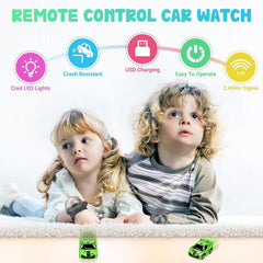 Junywell mini-watch RC car side design highlights compact, kid-friendly control.