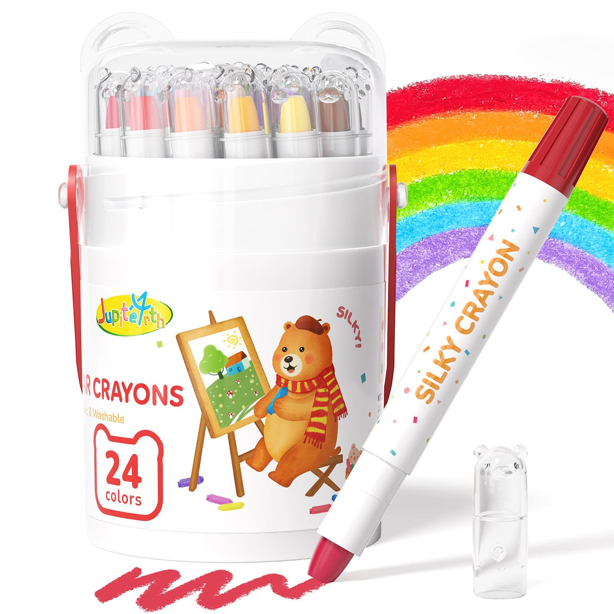 JUPITEARTH 24-color twist crayons pack with vibrant hues for creative exploration