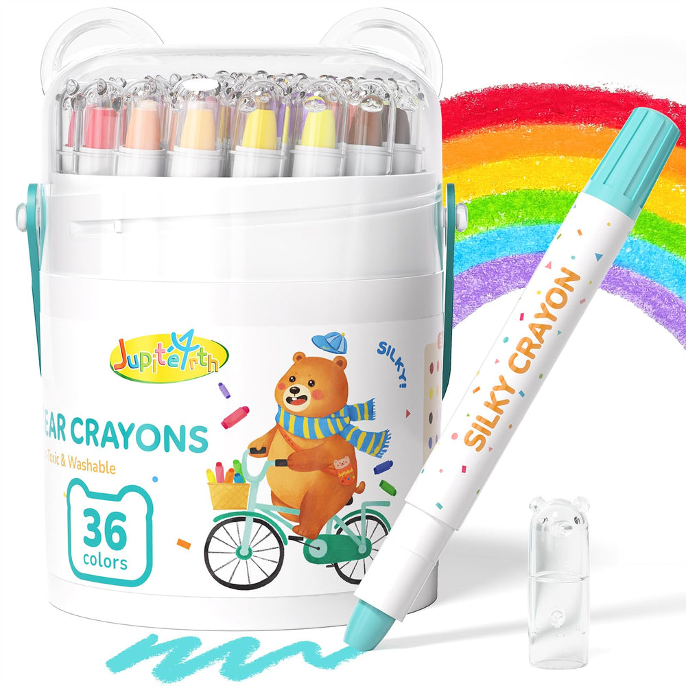 JUPITEARTH 36-color twist crayons pack inspires imagination and color exploration.