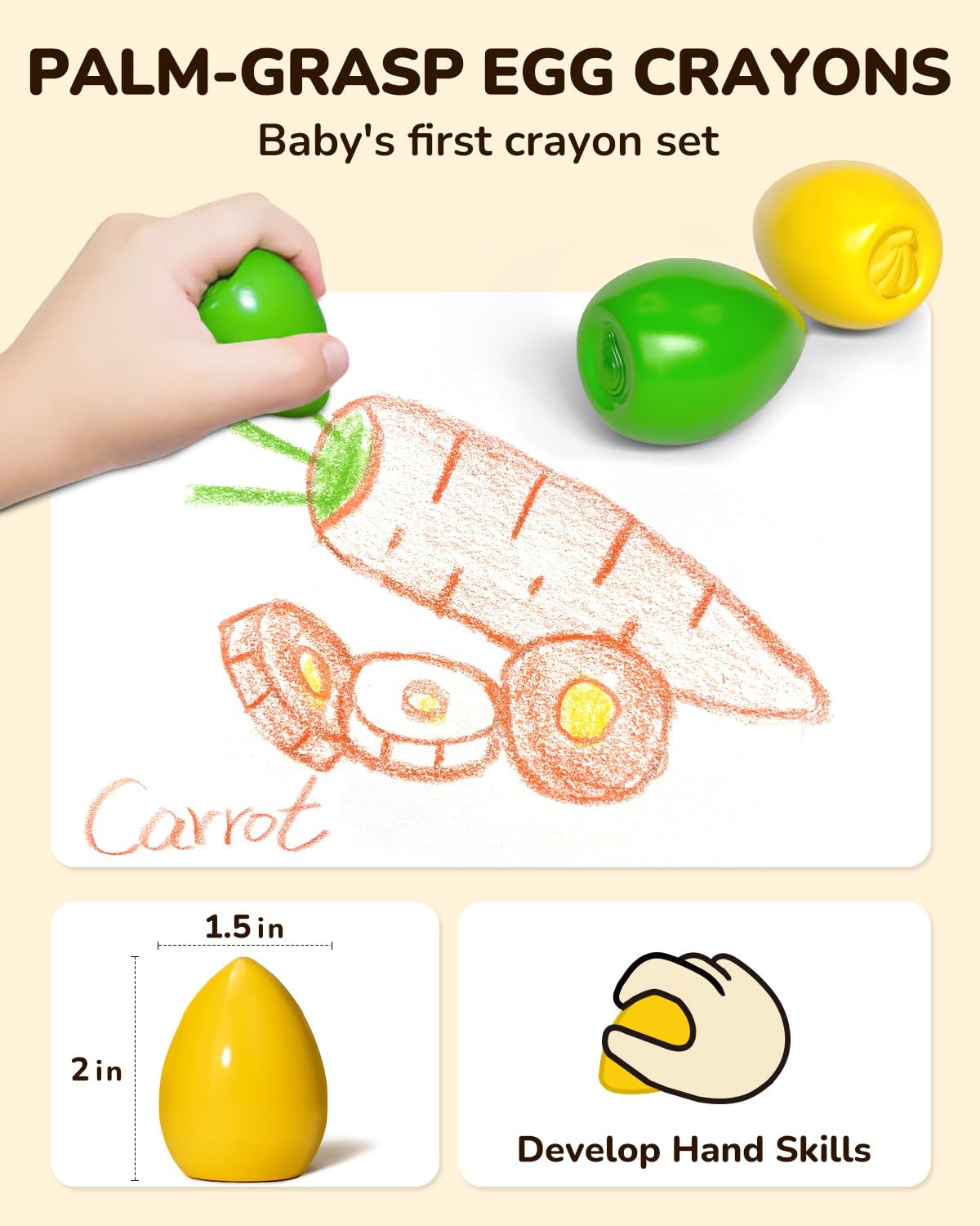 JupiterEarth durable, drop-resistant crayons designed for busy toddlers.