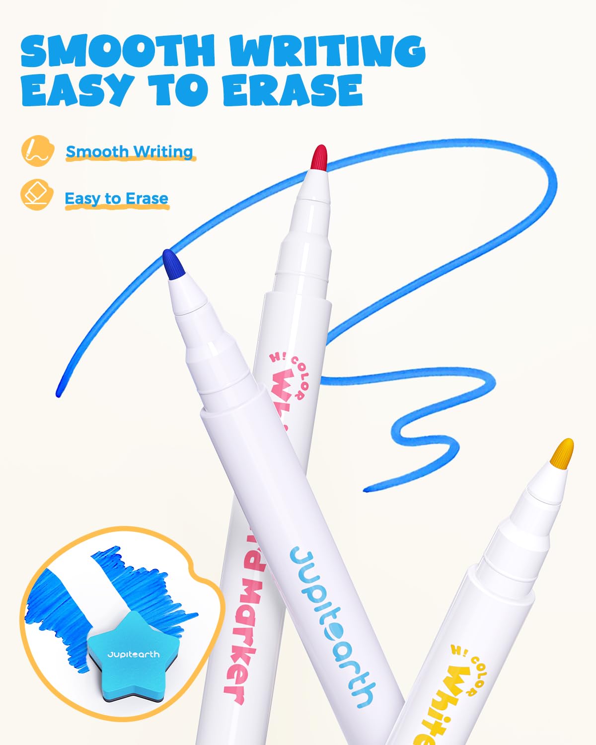 JUPITEARTH eight low-odor markers write smoothly and cleanly.