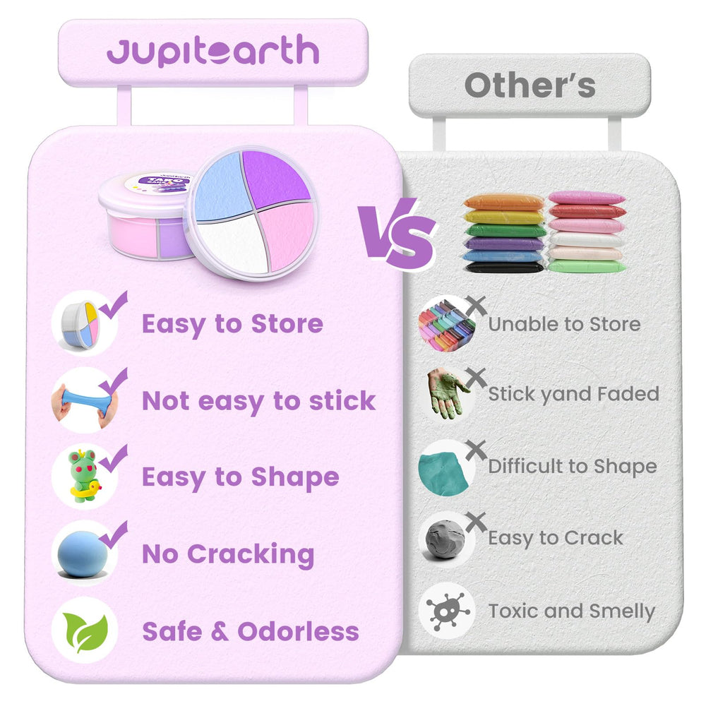 JUPITEARTH four-compartment color clay set, keeps colors separate and ready.