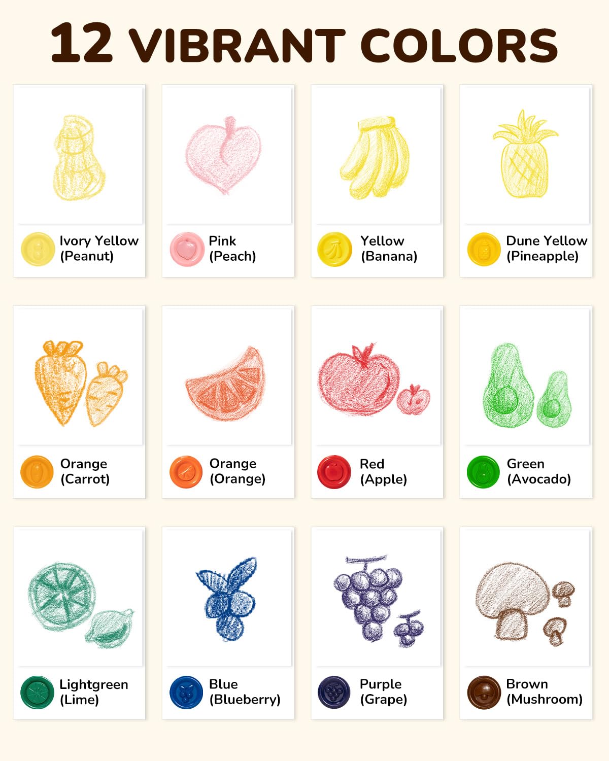 JupiterEarth jumbo crayons support big-handed toddlers for easy coloring.