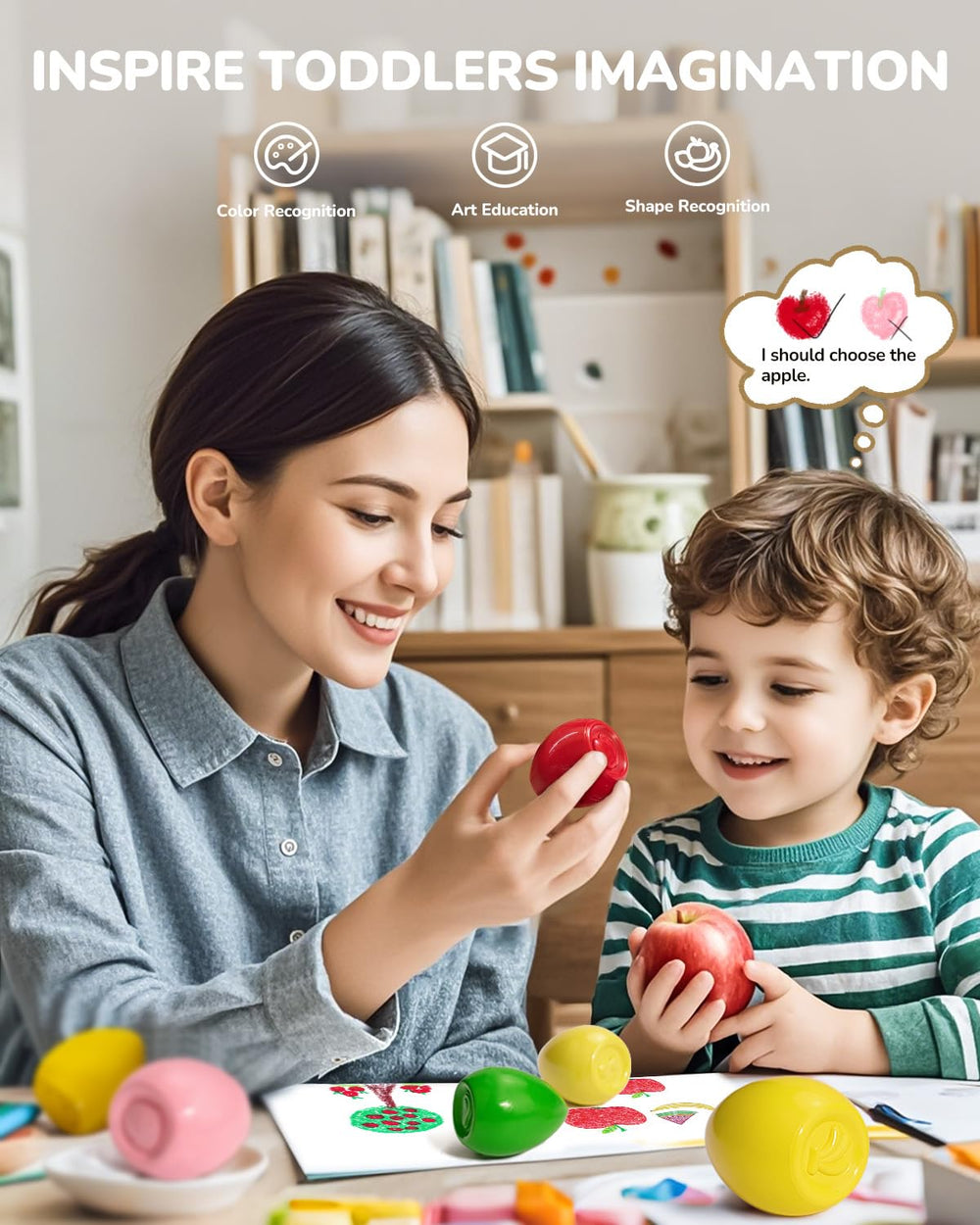 JupiterEarth palm-grasp egg crayons offering easy hold for little hands.