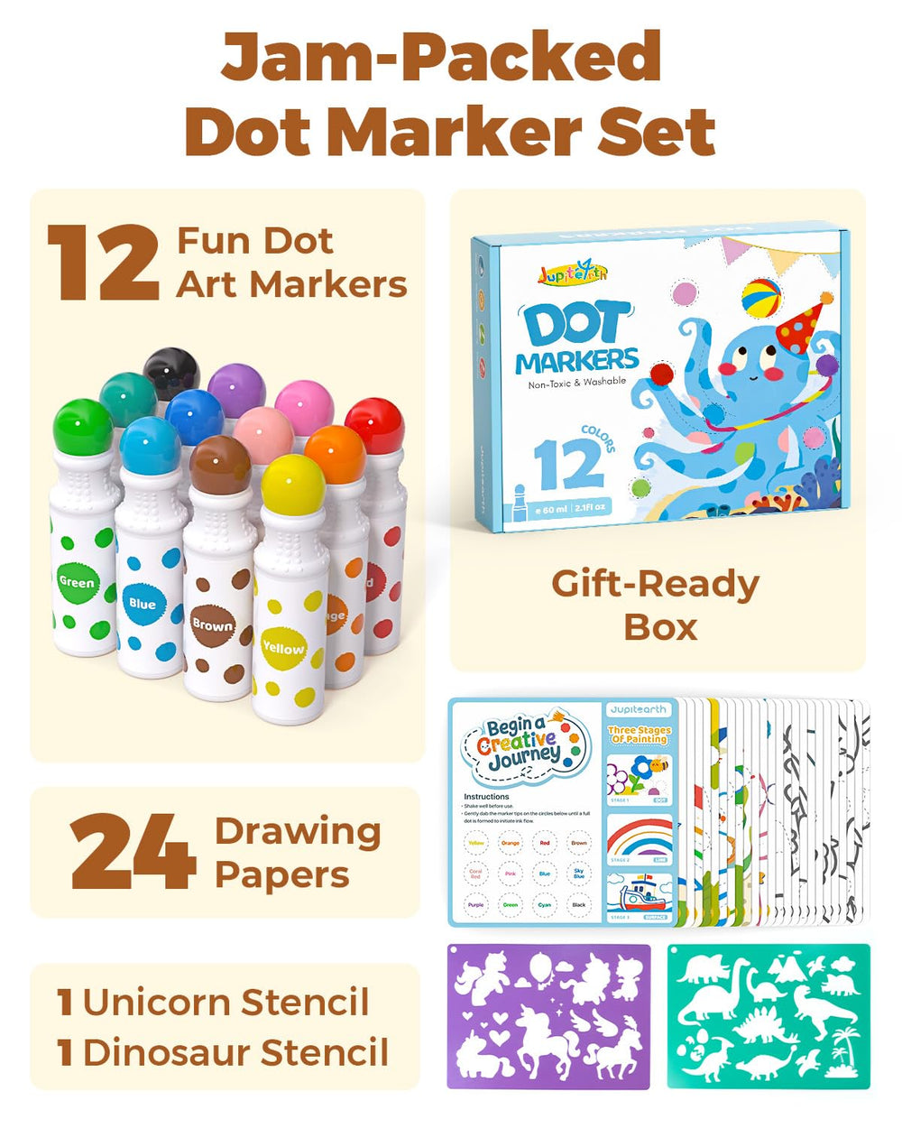 Unicorn and dinosaur stencils from JUPITEARTH spark imaginative drawing sessions