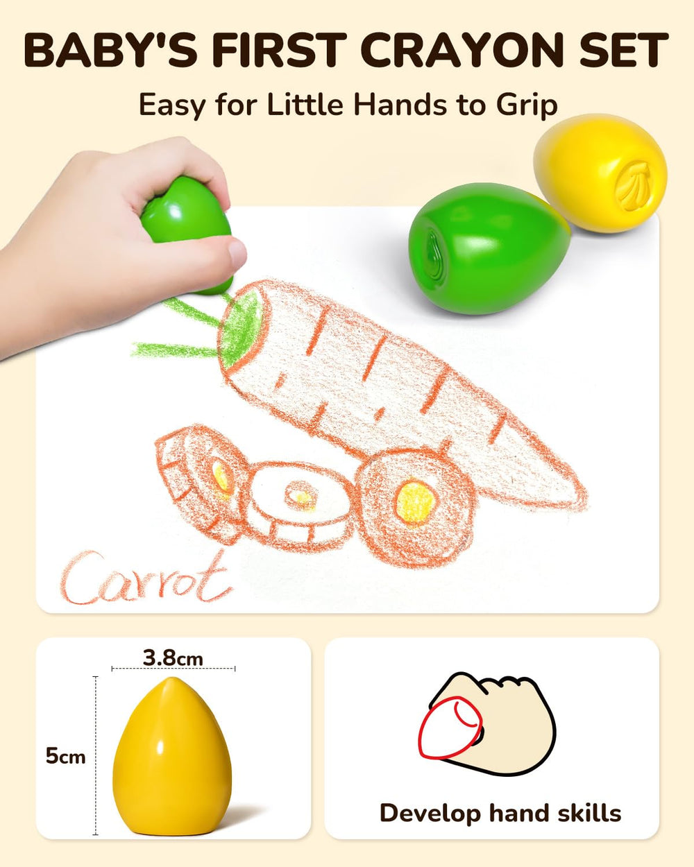 JUPITEARTH non-toxic washable crayons simplify cleanup after art time.