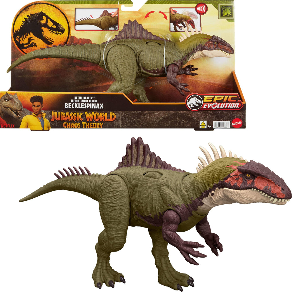 Jurassic World Becklespinax battle-roarin figure for imaginative play and display.