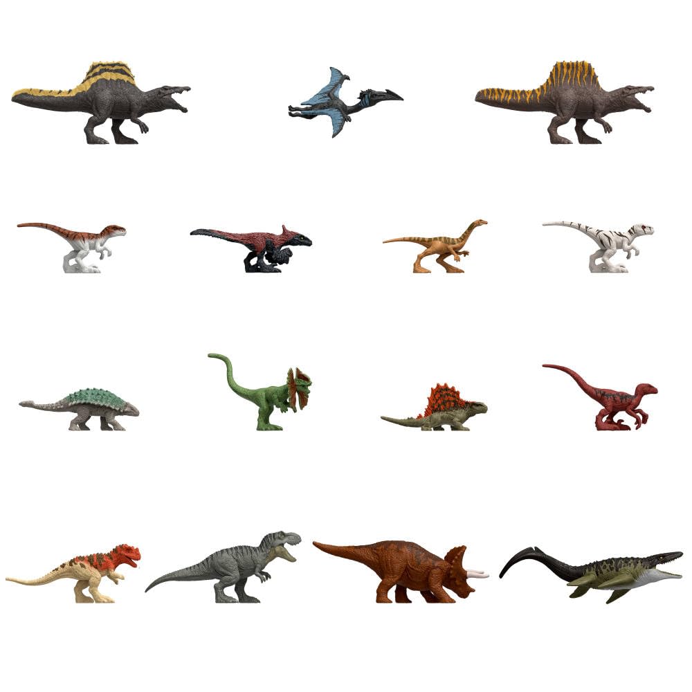Jurassic World mini dinosaurs vibrant paintwork ideal for kid-friendly dioramas.