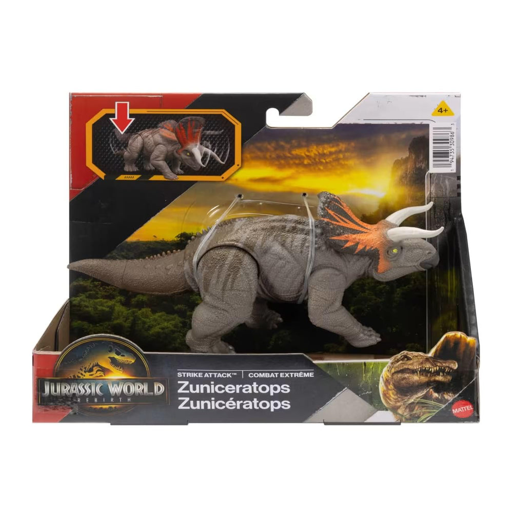 Jurassic World Rebirth Strike Attack dinosaur, scan to unlock AR play and digital features