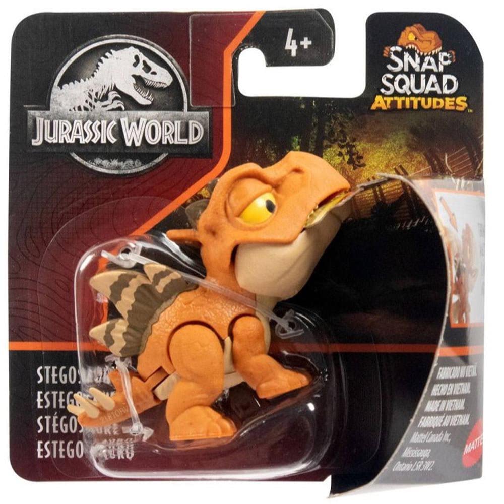Jurassic World Snap Squad Attitudes Stegosaurus figure suited for imaginative scenes and shelf decor.