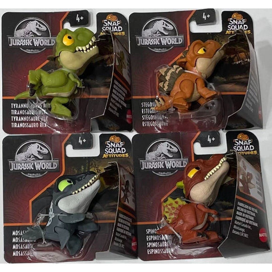 Jurassic World Snap Squad Attitudes Tyrannosaurus Rex figure for dynamic display and imaginative play.