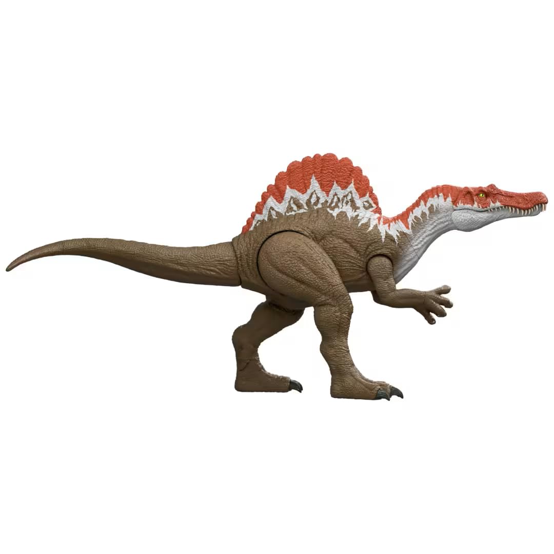 Jurassic World Spinosaurus figure shows colossal size for dramatic display and play.