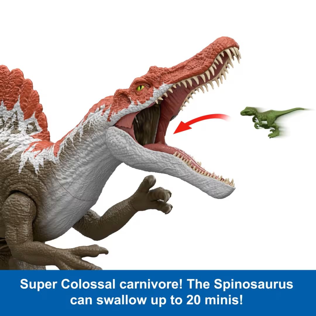 Movie-authentic Spinosaurus design mirrors Jurassic Park III for cinematic play.