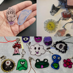 Jusbuya shrink-film sheets for personalized charms and jewelry.