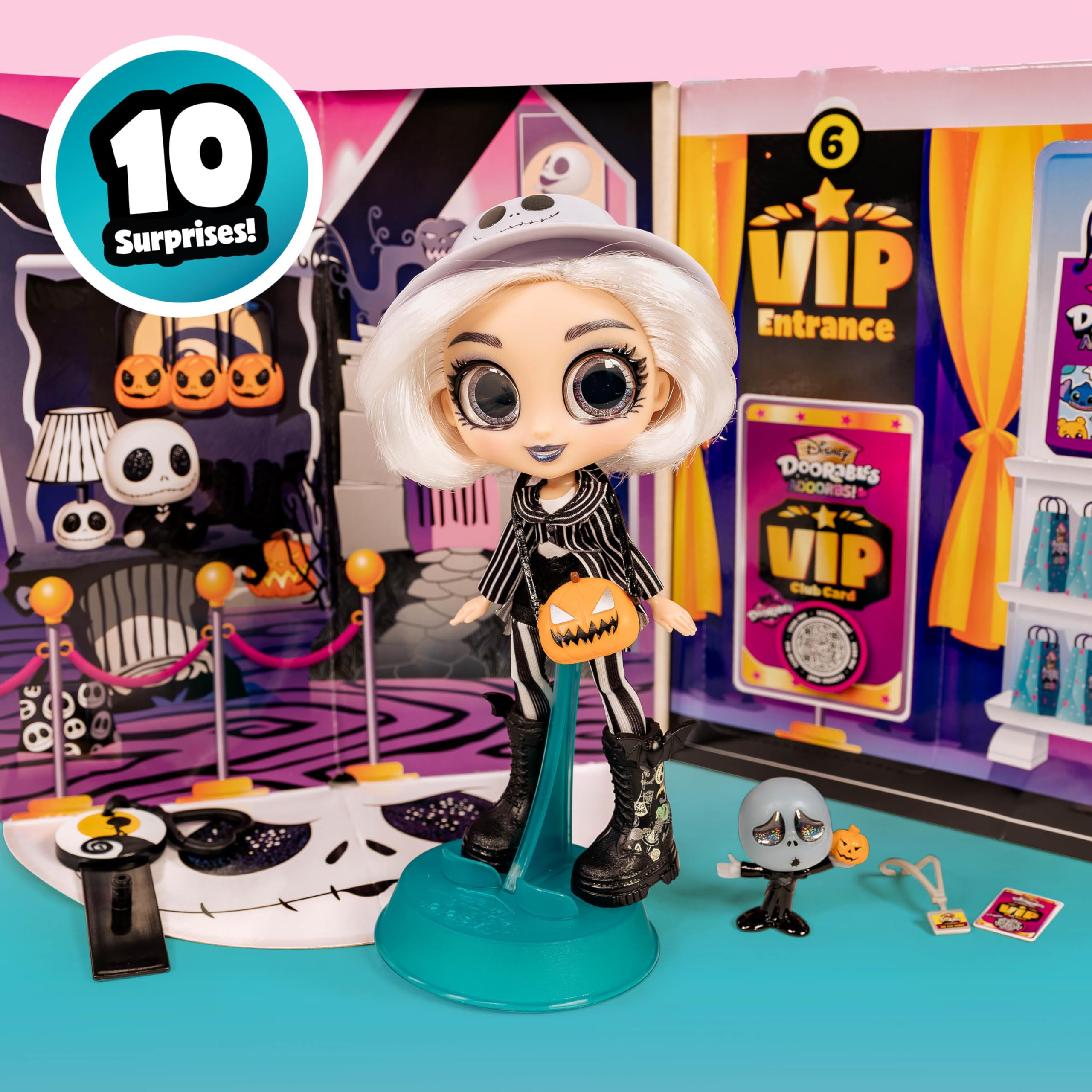 Just Play ADOORBS deluxe stand supports poseable displays.