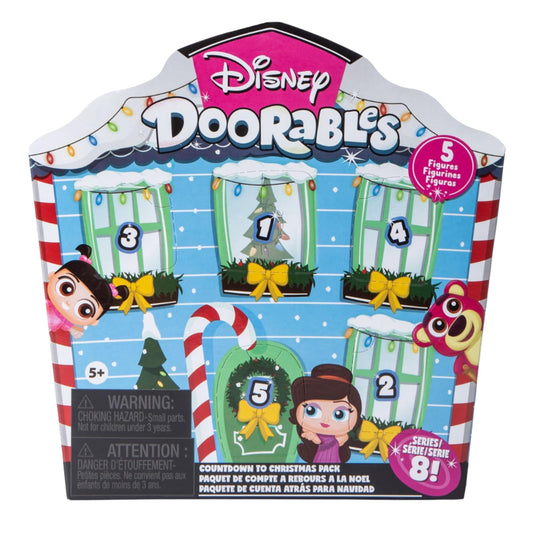 Just Play Disney Doorables Christmas Countdown Pack window box with festive holiday packaging for gifting