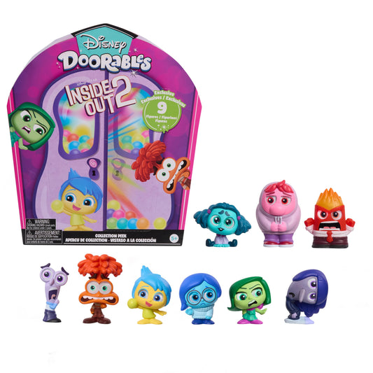 Just Play Disney Doorables Inside Out 2 Peek figures show tiny, collectible surprises for kids and collectors.