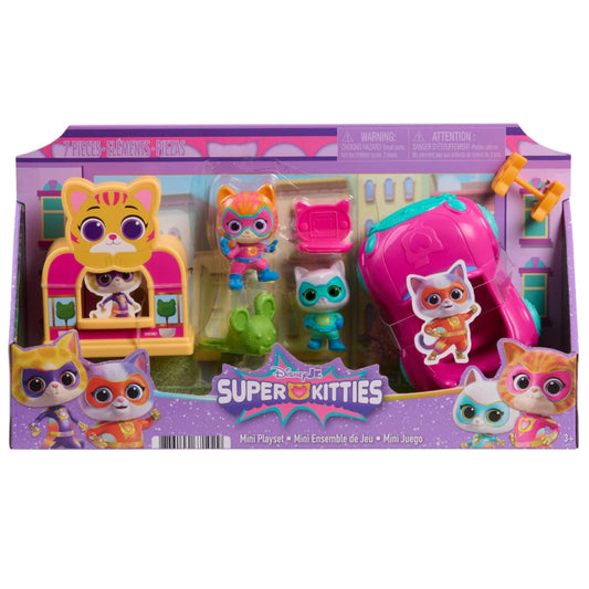 Just Play Disney Jr Super Kitties mini playset featuring Ginny and Bitsy for imaginative adventures