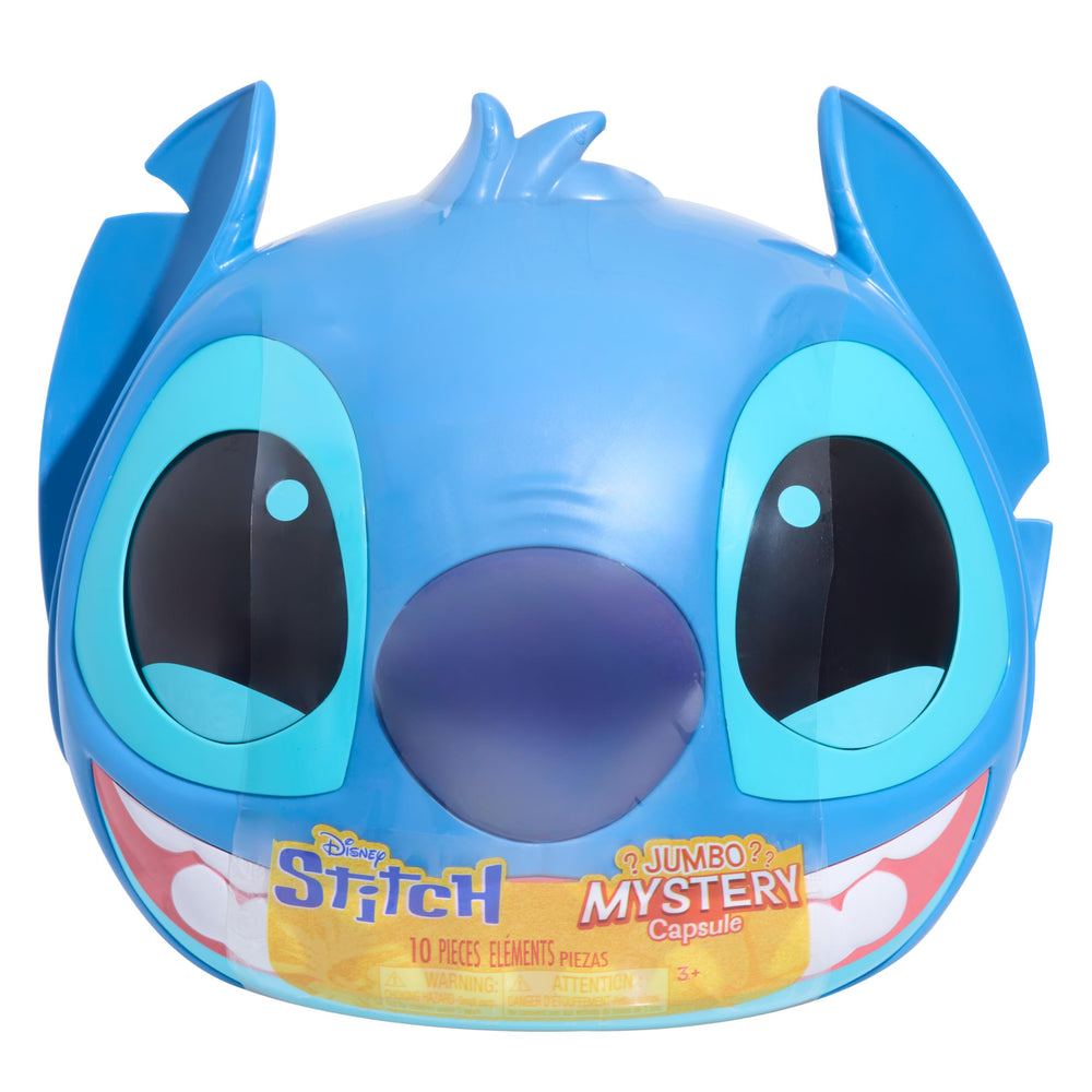 Just Play Disney Stitch Jumbo Mystery Capsule head view for surprise toys and gifts.