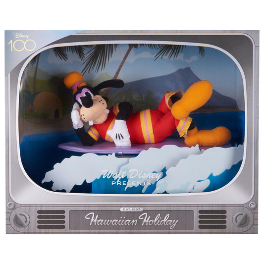 Just Play Disney100 Hawaiian Holiday Goofy plush ready for display or gifting.