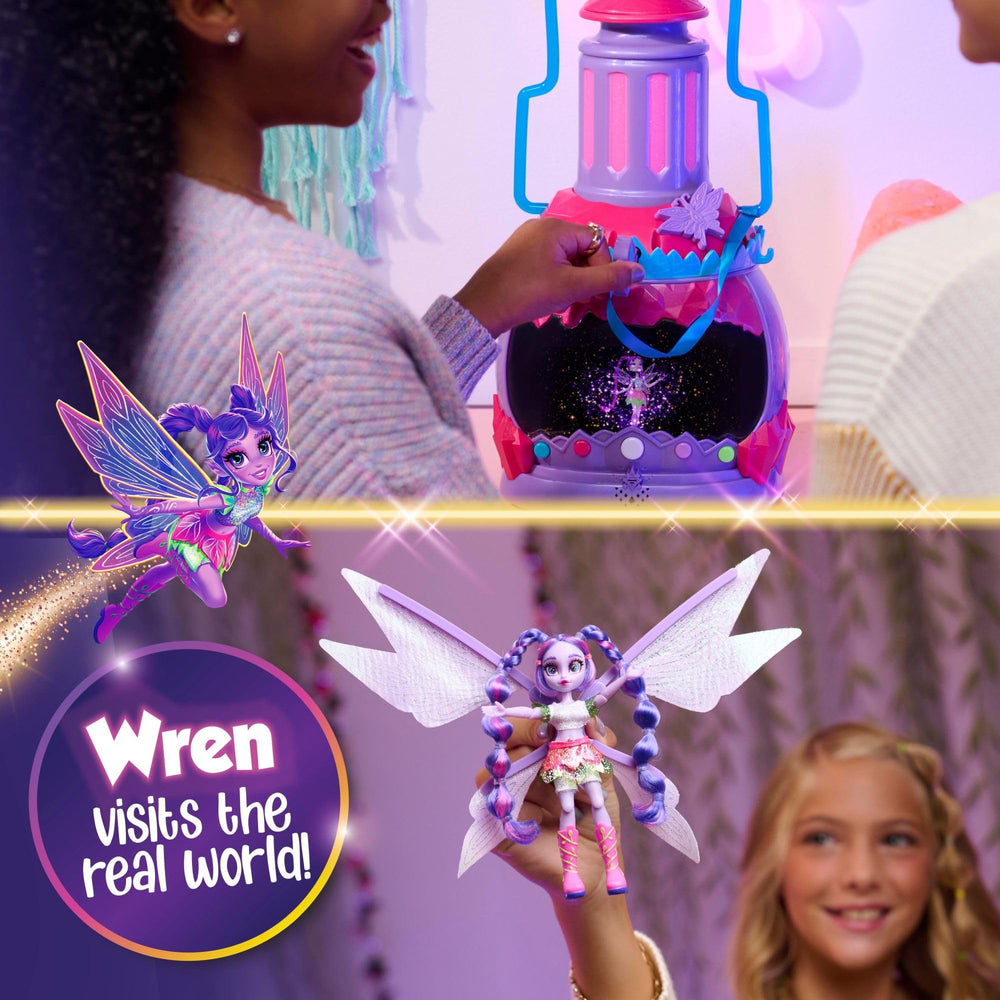 Just Play HOLOBRITE Wren hologram inside lantern demonstrates two-world play.