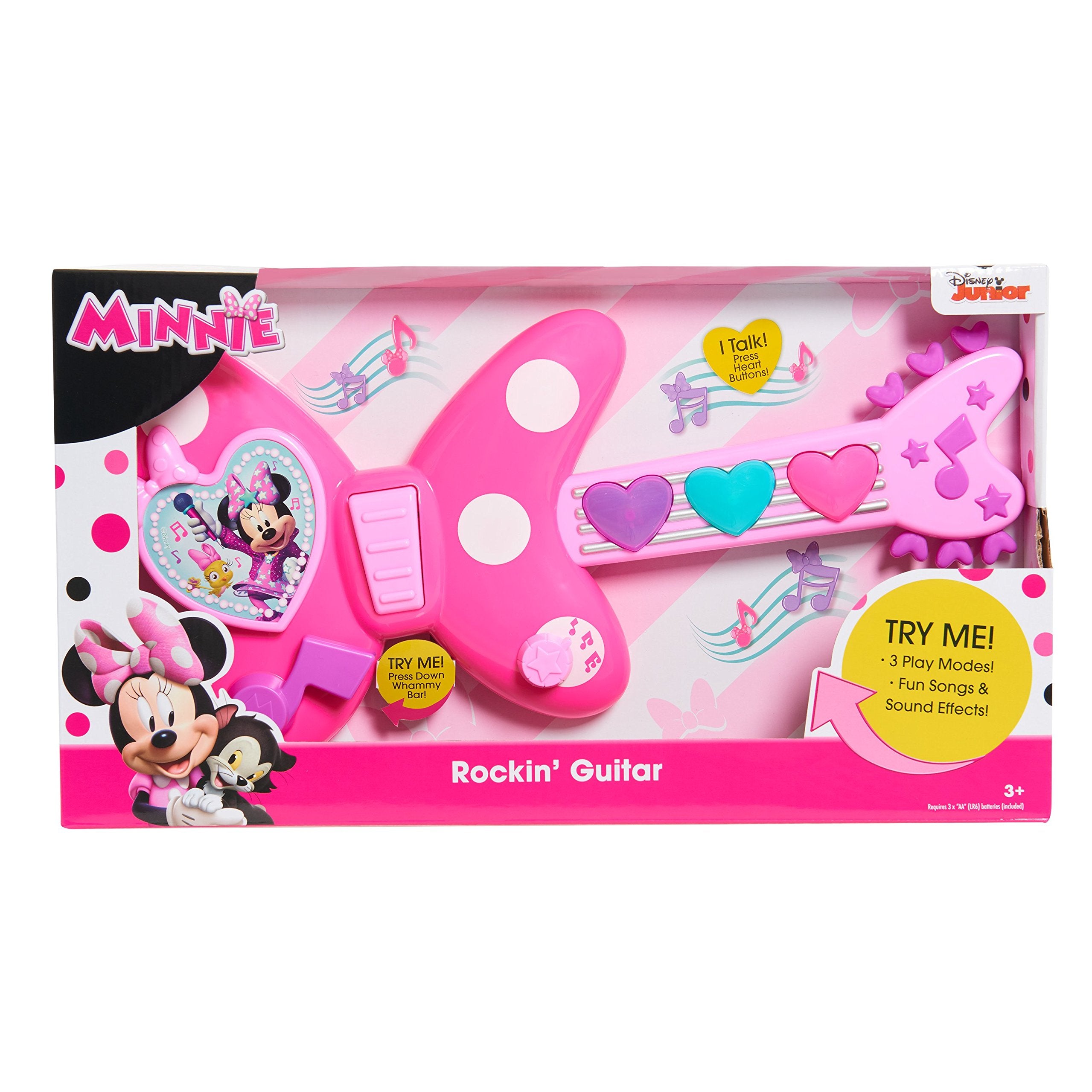 Just Play Minnie Bow-Tique Rockin' Guitar neck lights glow with the music.