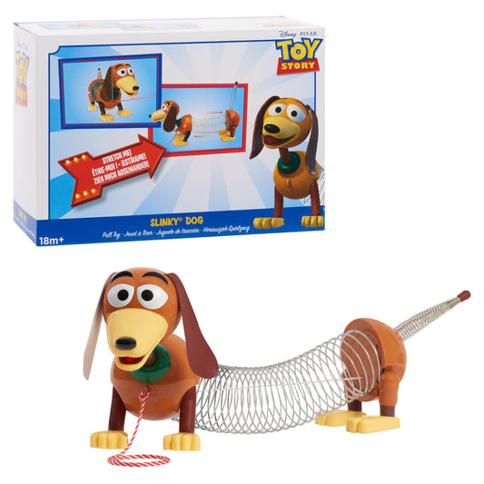 Just Play Toy Story Slinky Dog pull toy with coiled body for imaginative play.