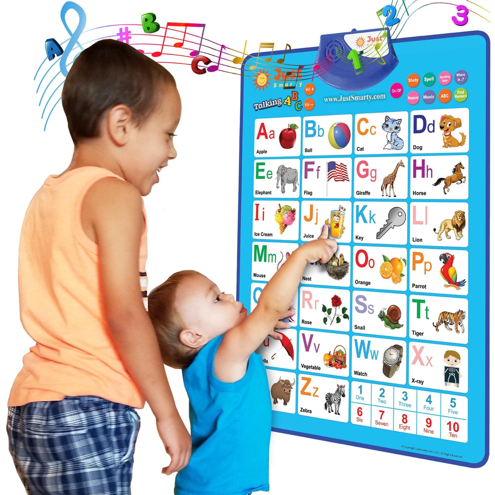 Just Smarty Alphabet Wall Chart on wall boosts early literacy and word recognition.
