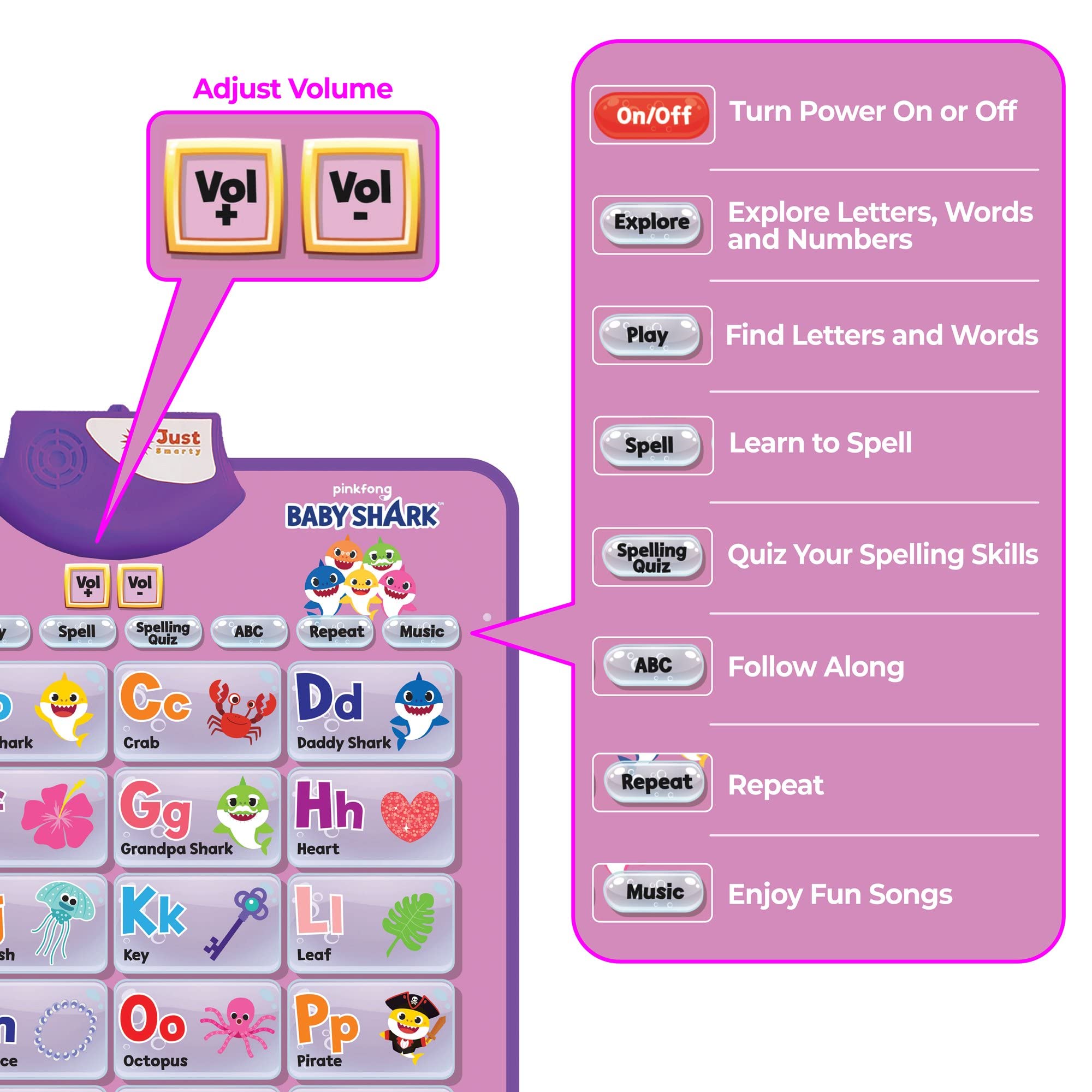 Just Smarty Pinkfong BabyShark musical mat offers interactive learning through song-inspired play.