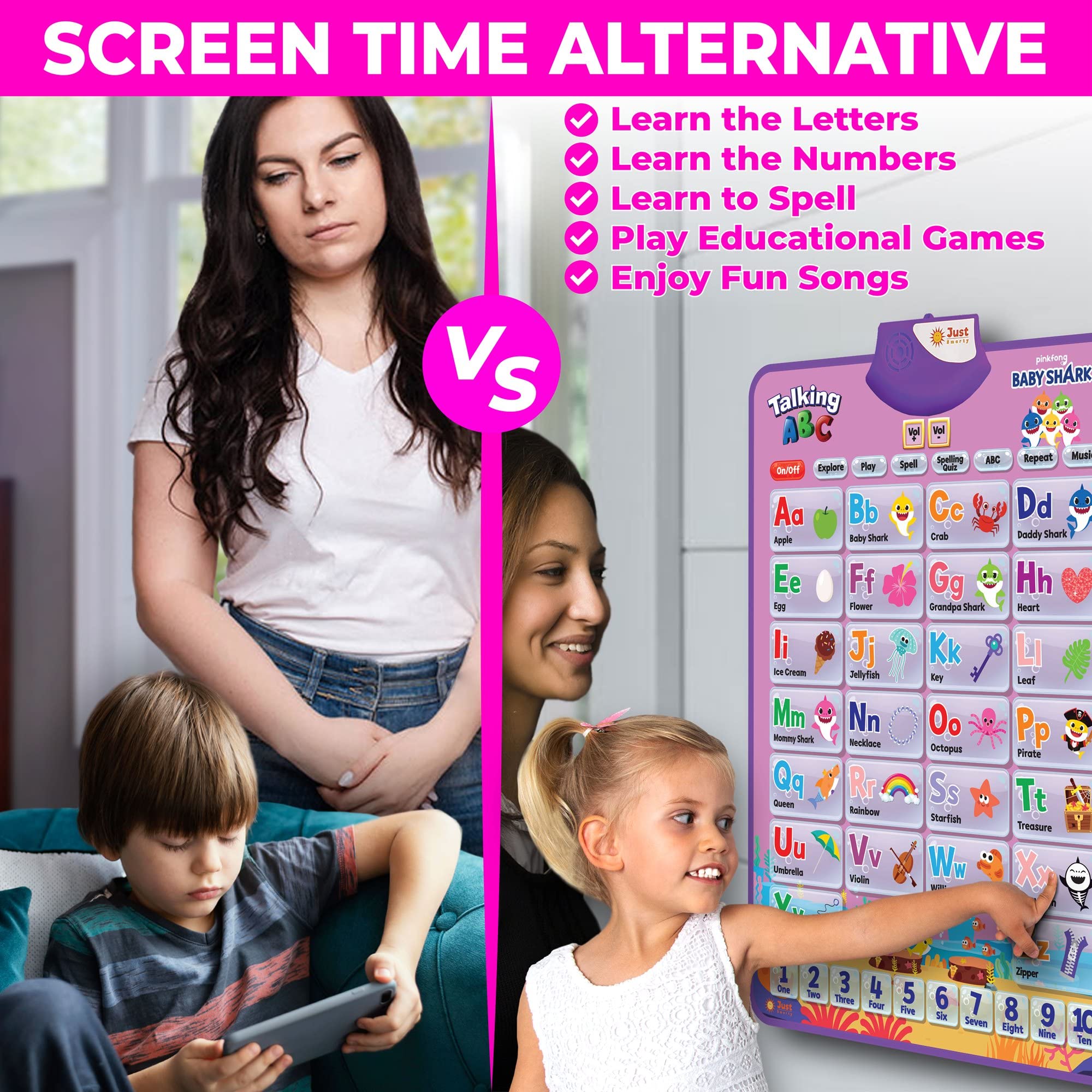 Just Smarty Pinkfong room decor poster doubles as a learning tool.