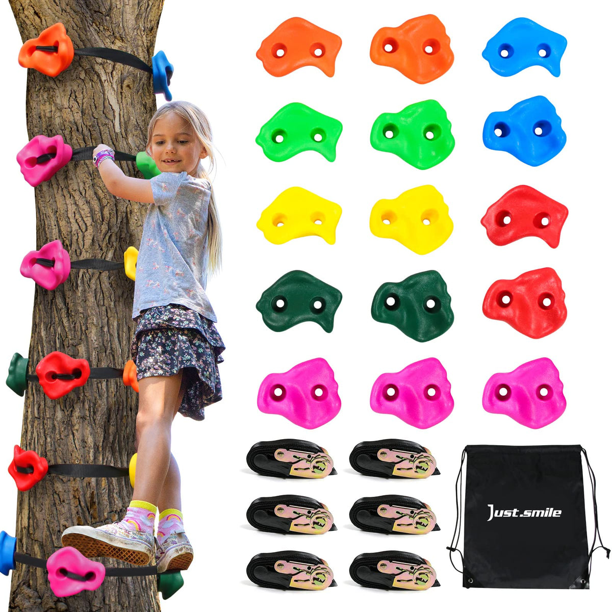 Just.smile climbing hold 15-pcs close-up showing durable grip.