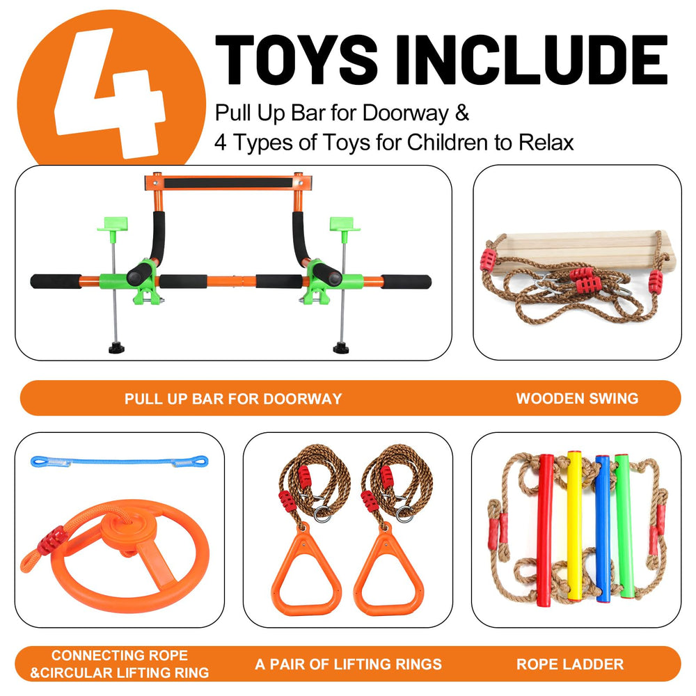 Just.smile doorway swing rope feature enables varied grip and movement