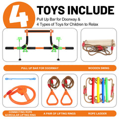 Just.smile doorway swing rope feature enables varied grip and movement