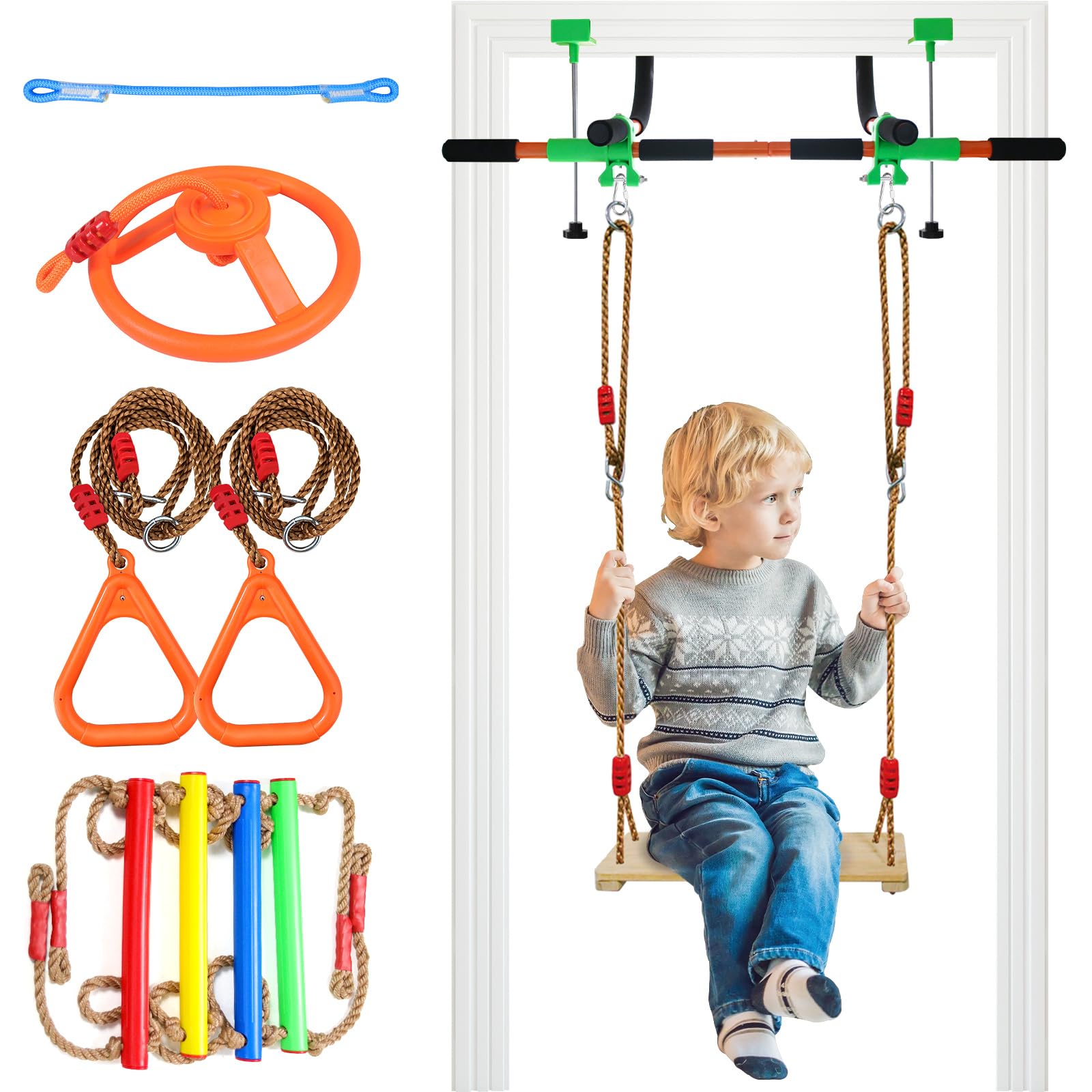 Just.smile doorway swing seat in use for safe indoor play