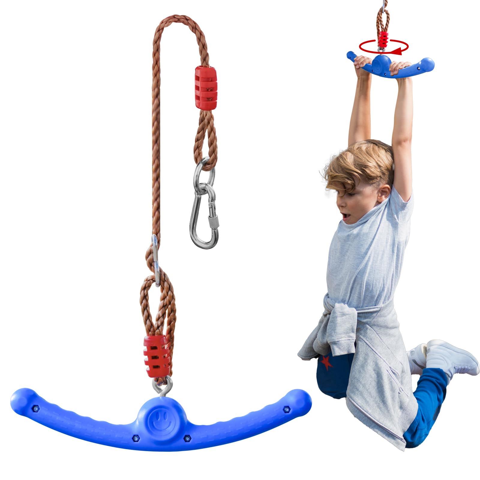 Just.smile Ninja Swing-Twister 360 handle enables dynamic spins for backyard play.