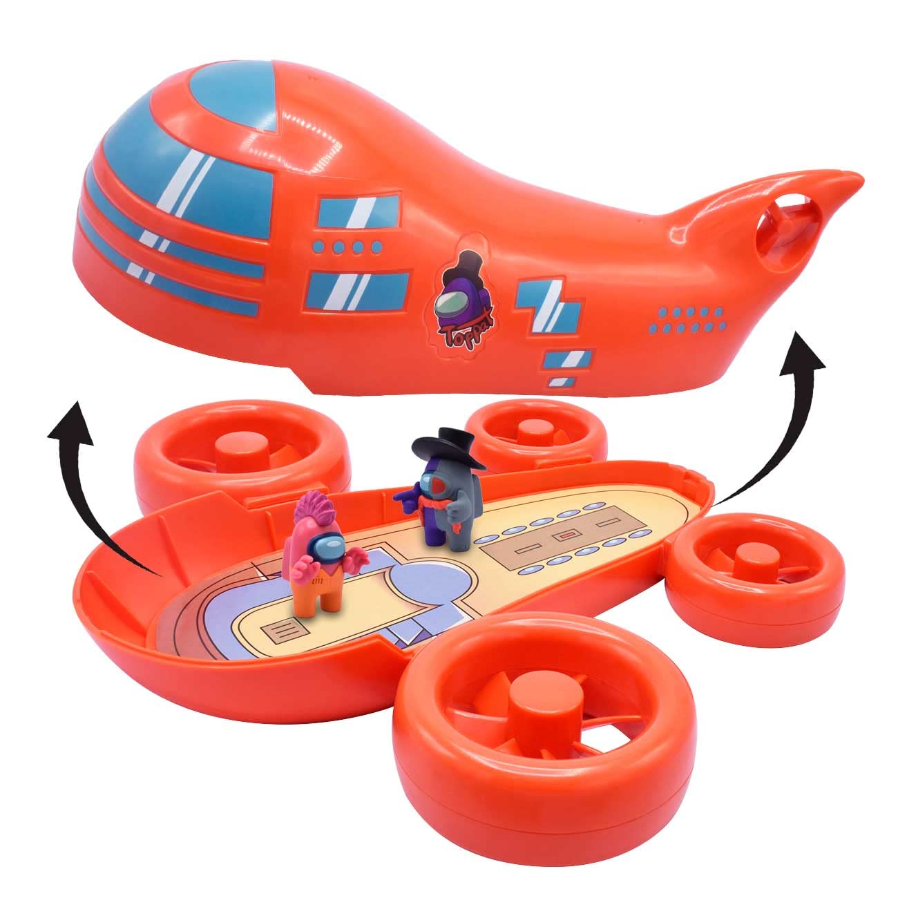 Two exclusive mini figures included with Just Toys Among Us airship for collectors.