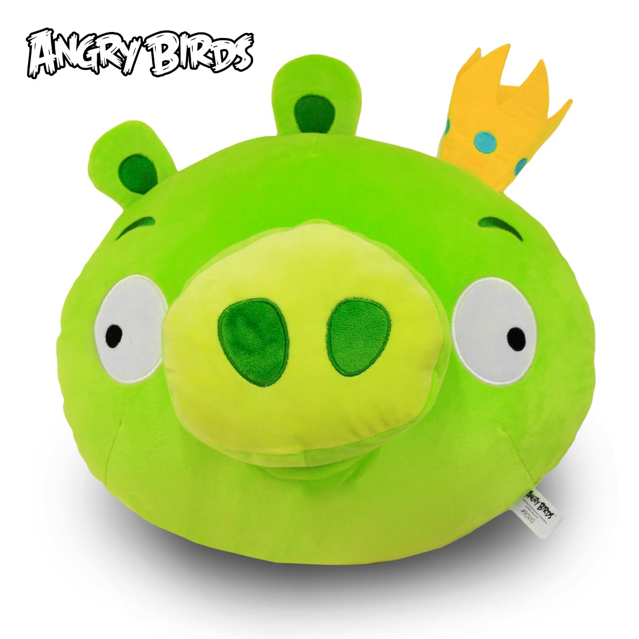 Just Toys LLC Angry Birds Green King Pig 15in display-ready plush for shelves or beds.