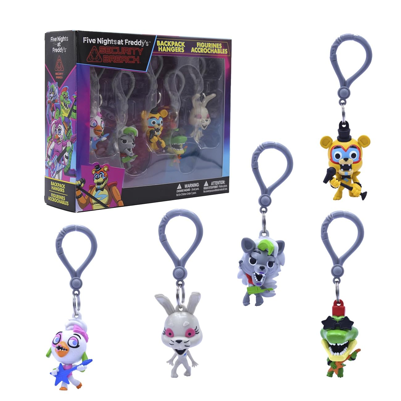 Just Toys LLC Five Nights at Freddy's Foxy backpack hanger close-up, ideal for collectibles and bags.