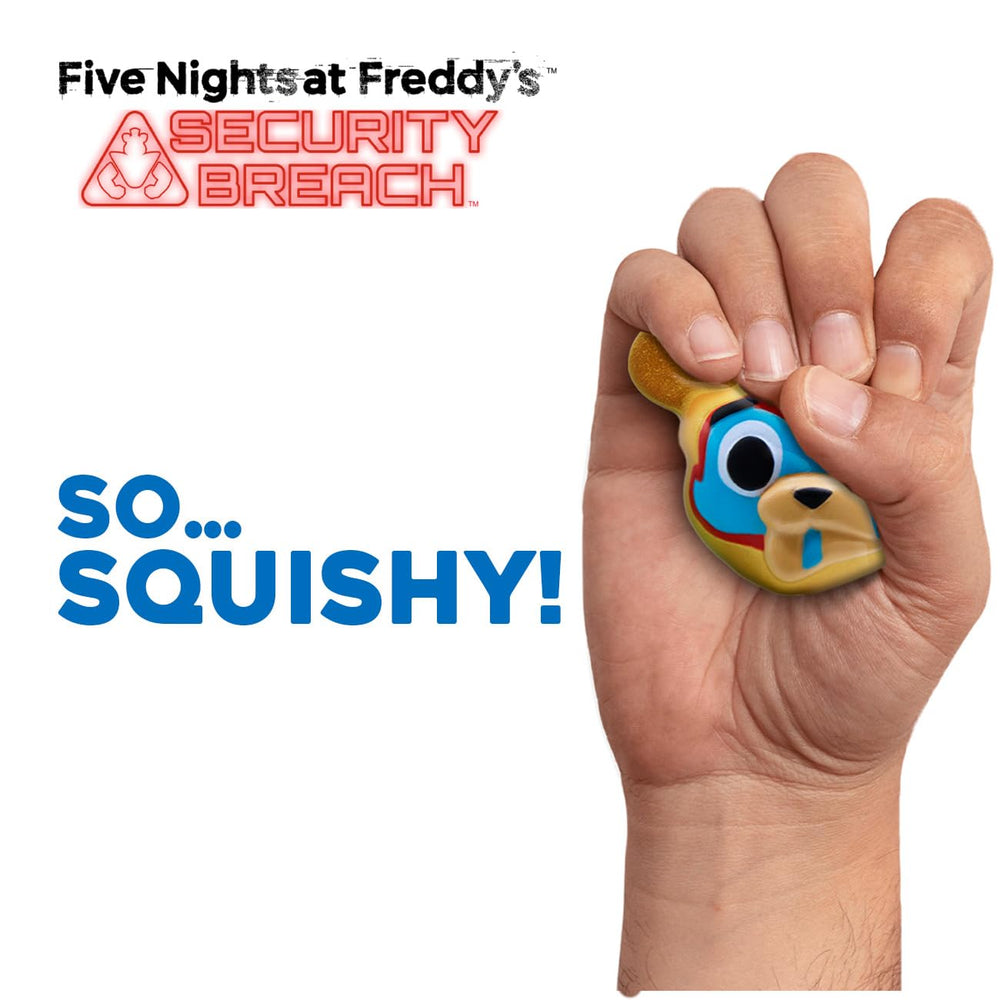 Just Toys LLC Five Nights at Freddy’s SquishMe Series 2 Monty figure, soft toy for on-the-go squeezes.