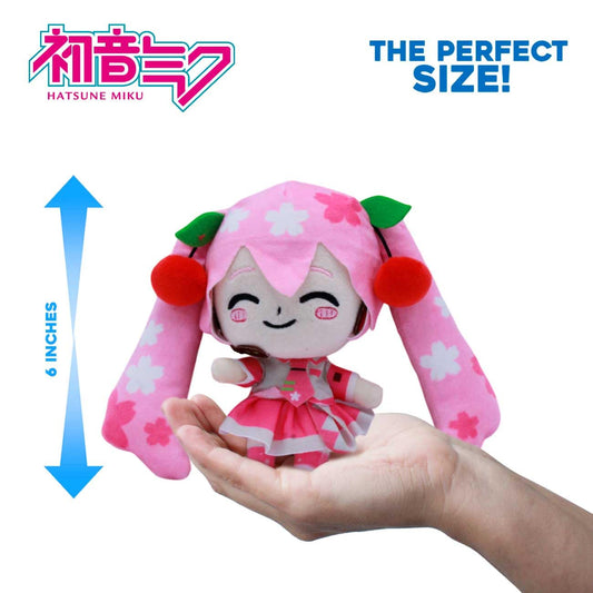 Just Toys LLC Hatsune Miku Sakura plush 6in side view for shelf styling.
