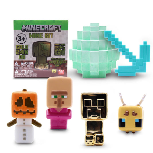Just Toys Minecraft Mine Kit: block and pickaxe for hands-on mining fun.