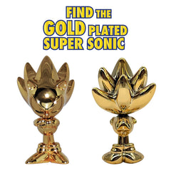 Ultra-rare gold-plated Super Sonic figure adds collectible excitement.