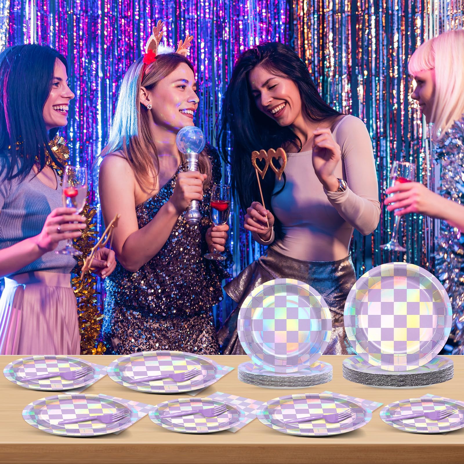 Justforjoyful iridescent tableware reflecting light to enhance photos and ambiance